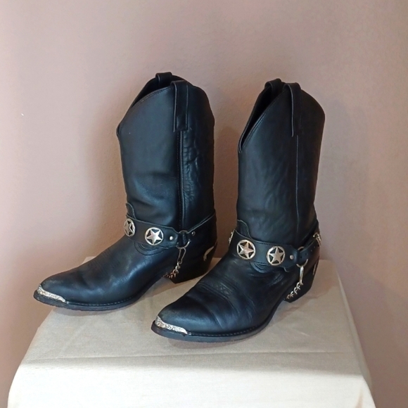 Mens BLACK 11D COWBOY BOOTS WITH CHAINS USED main image 11